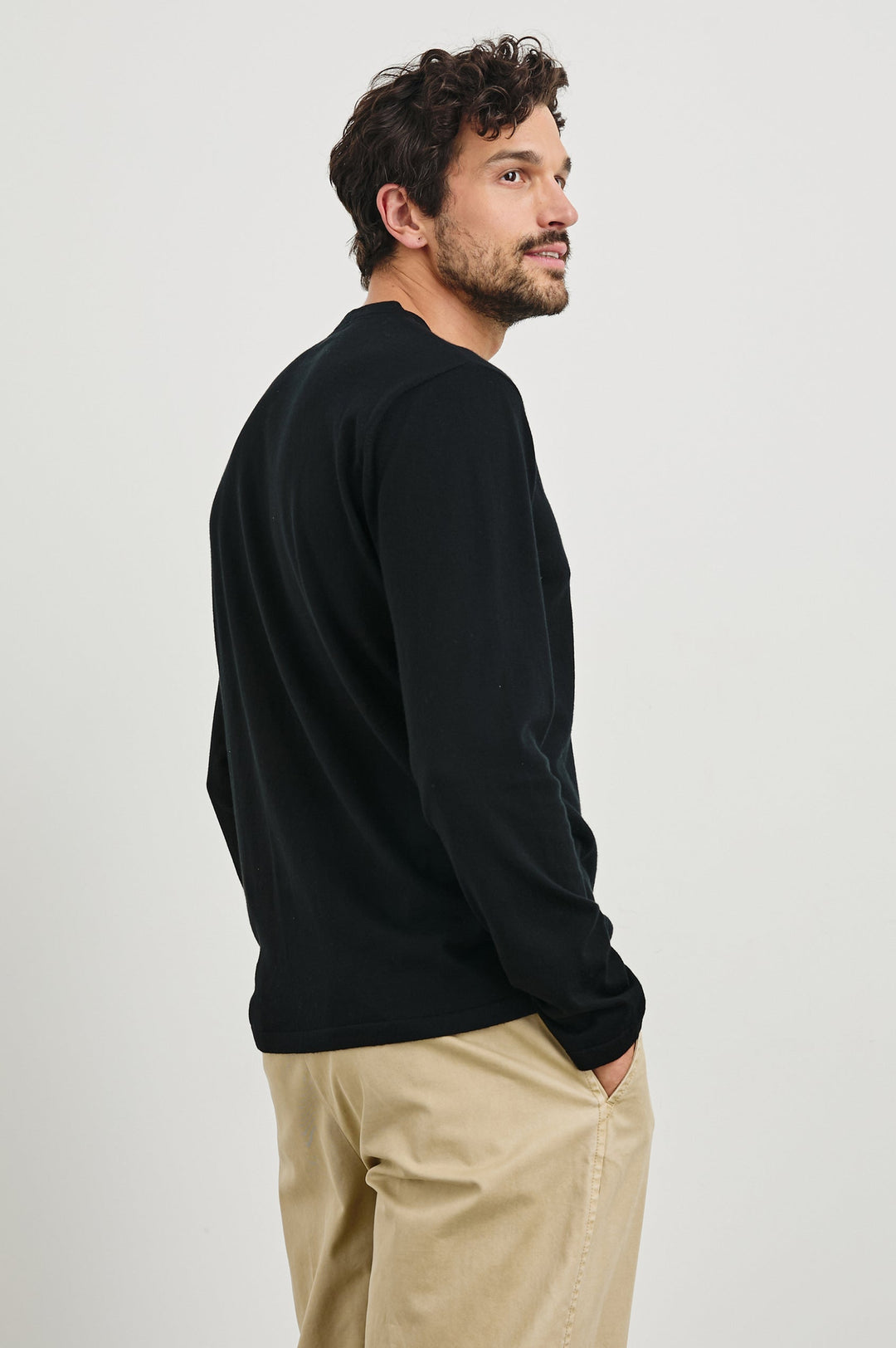 Quentin Cotton/Cashmere LS Tee - Black