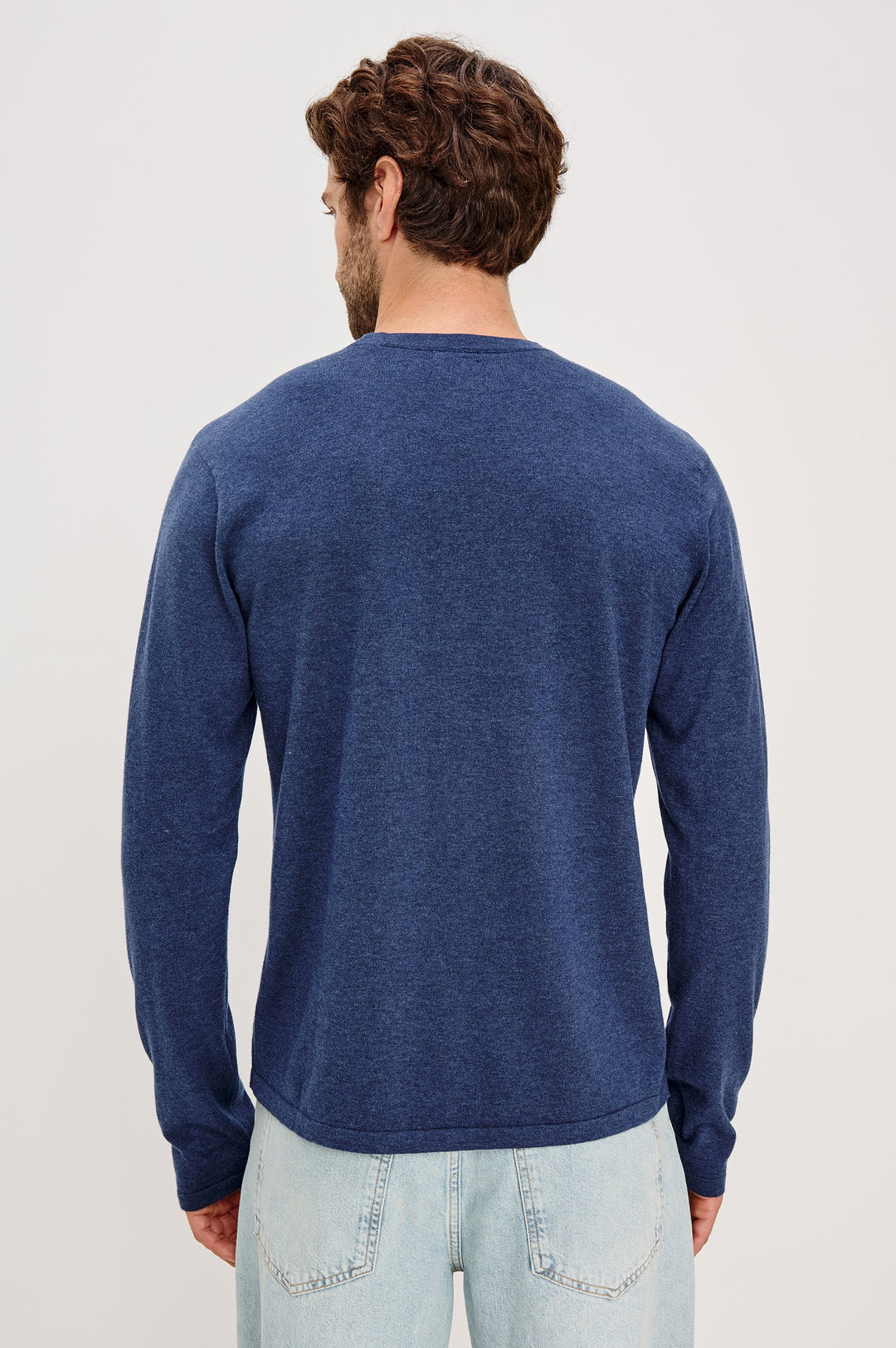 Quentin Cotton/Cashmere LS Tee - Heather Blue