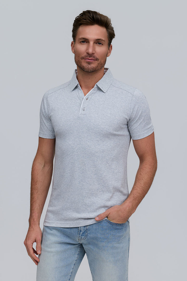 Open Collar Polo - Grey