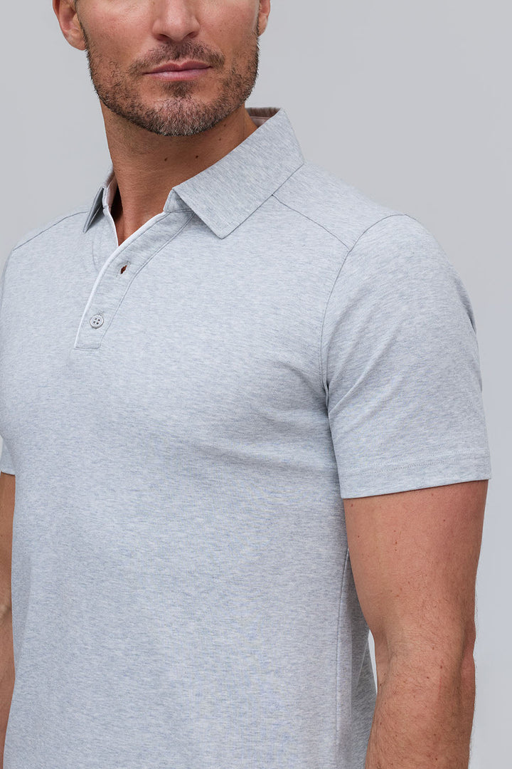 Open Collar Polo - Grey
