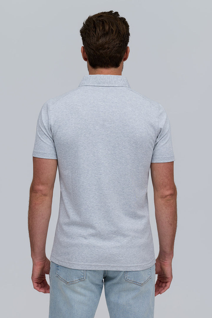 Open Collar Polo - Grey
