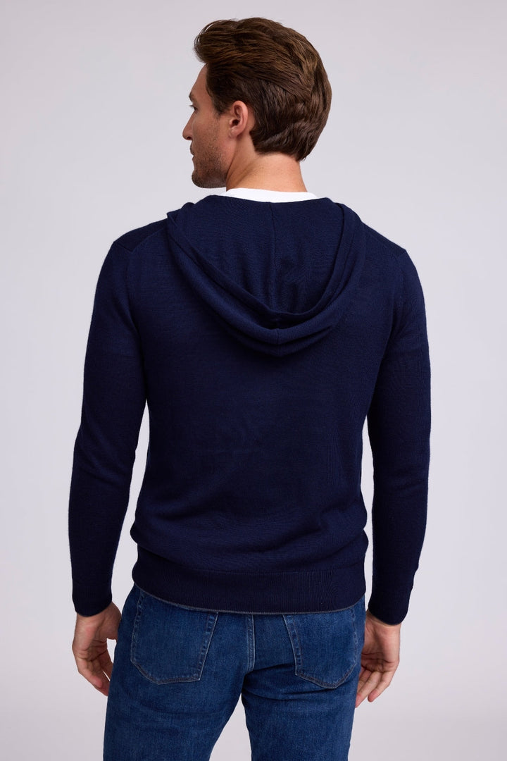 Merino Full Zip Hoodie - Navy