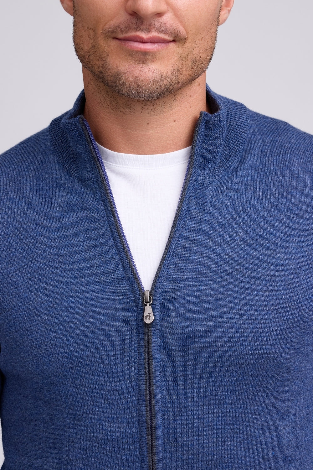 Merino Full Zip Jacket - Indigo