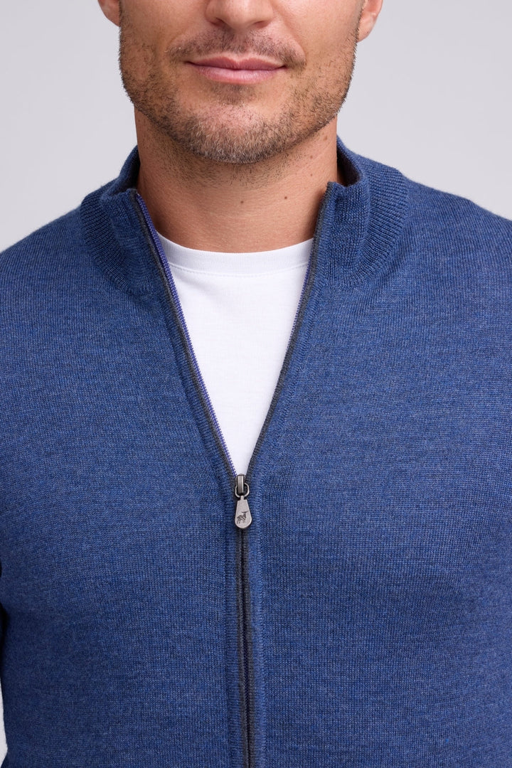 Merino Full Zip Jacket - Indigo