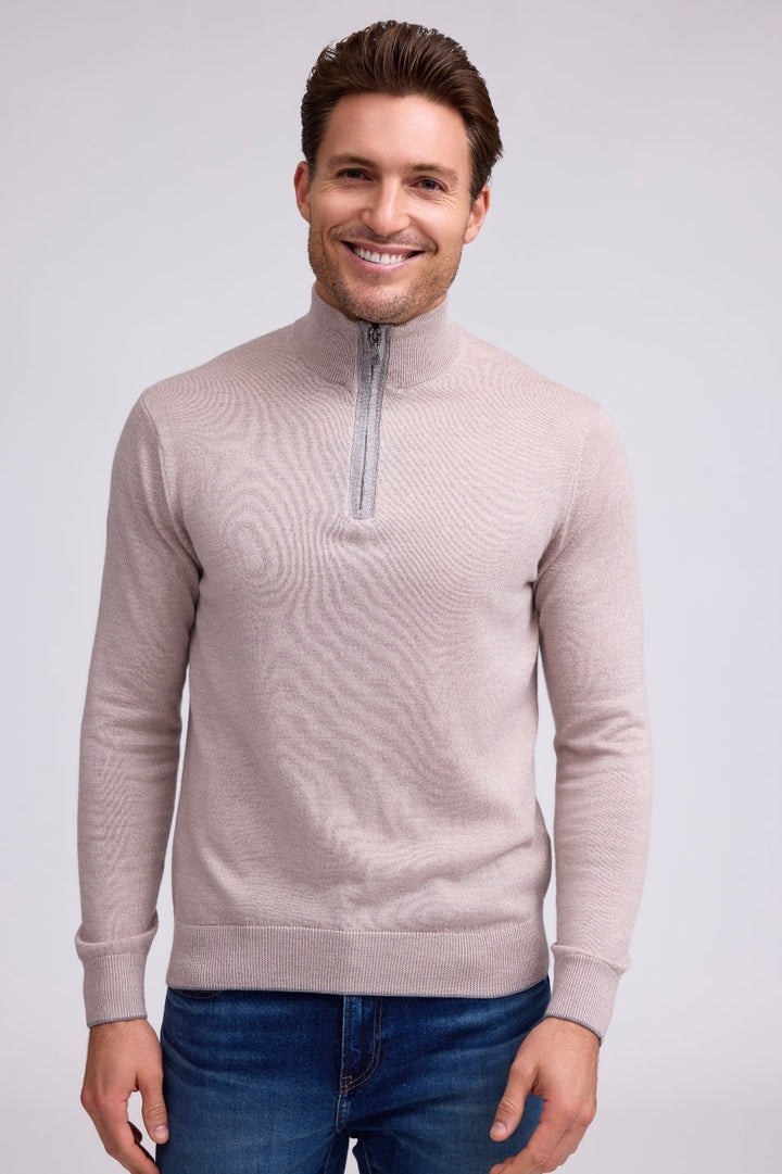 Merino Classic Zip Mock Sweater - Oat