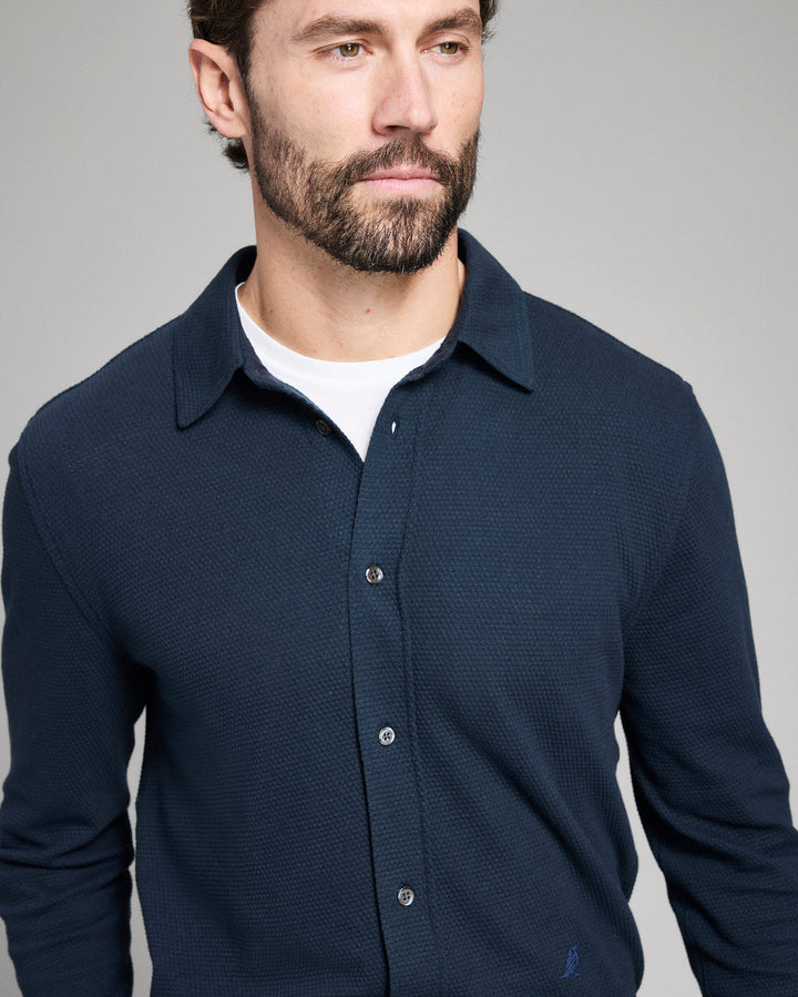 Textured Yellowhammer Shirt - Carbon Blue