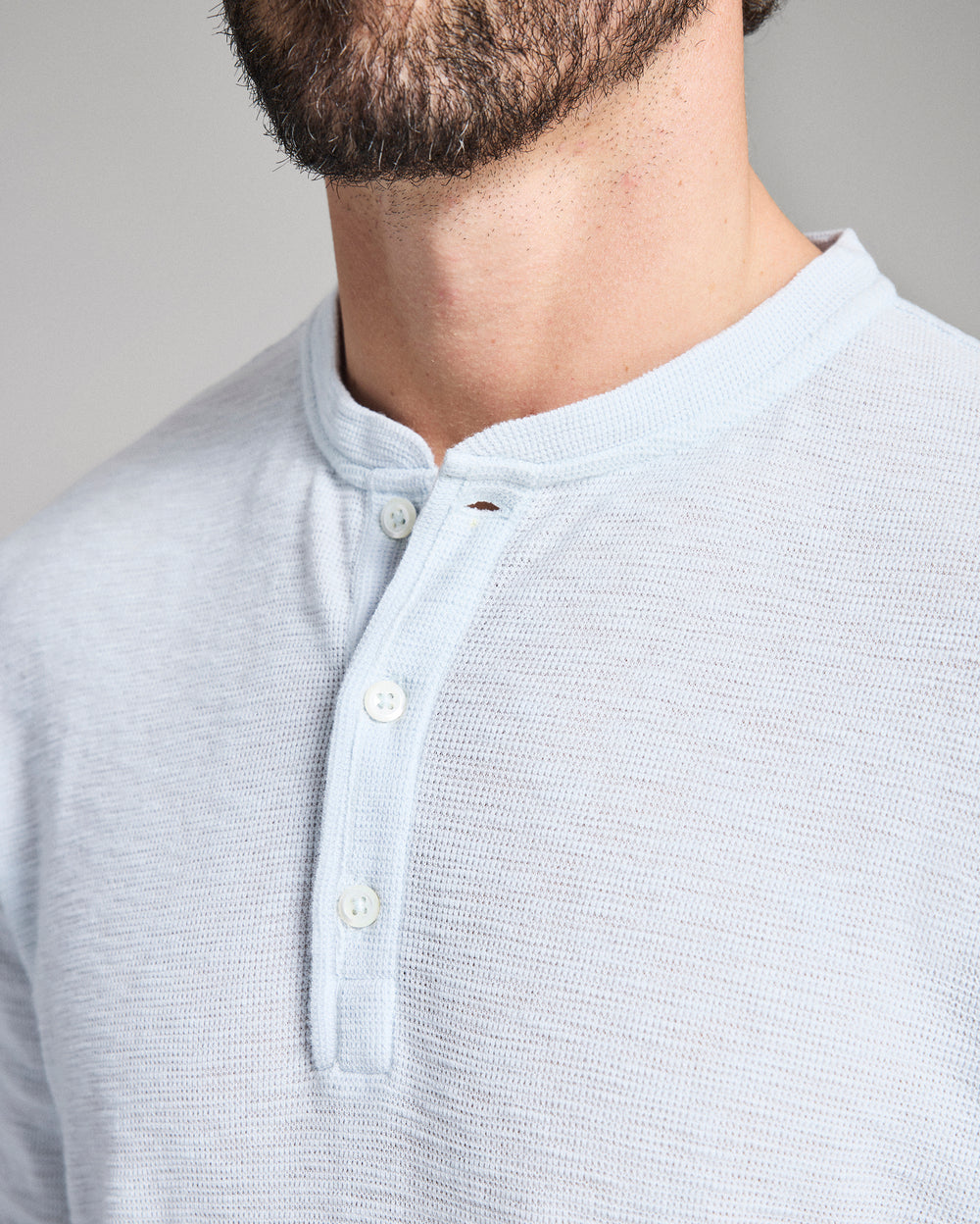 Slub Tuck Henley - Air Blue