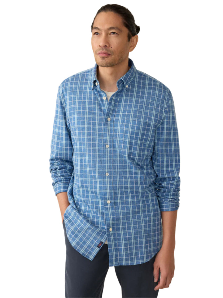Faherty Coastline Knit Shirt - Ocean Sky Plaid
