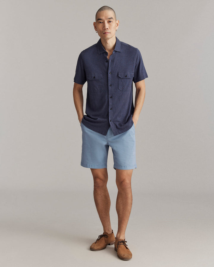 Billy Reid Hemp Cotton Knit SS Shirt - Navy