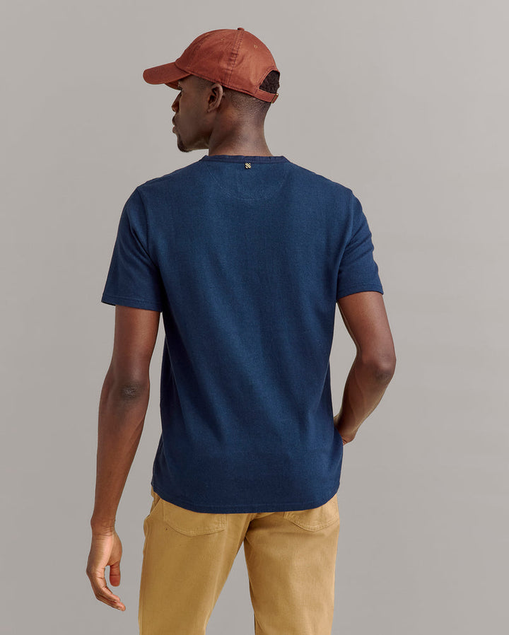Hemp SS Cotton Henley - Carbon Blue