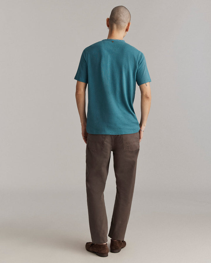 Hemp SS Cotton Henley - Washed Lake Blue