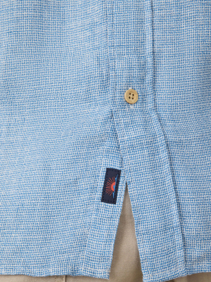 Palma Linen Shirt - Blue Basketweave