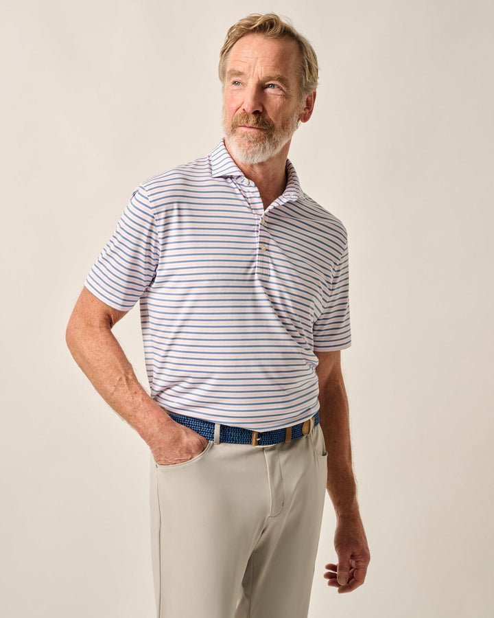 Bronte Striped Performance Polo - Porto Pink