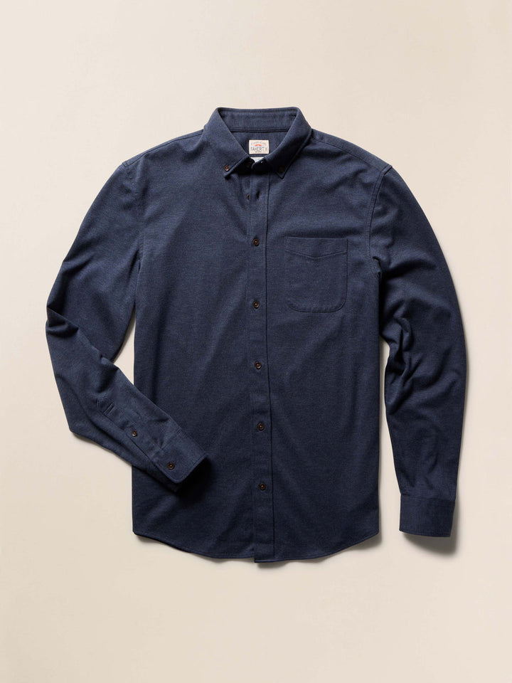 Coastline Knit Shirt - Ocean Heather