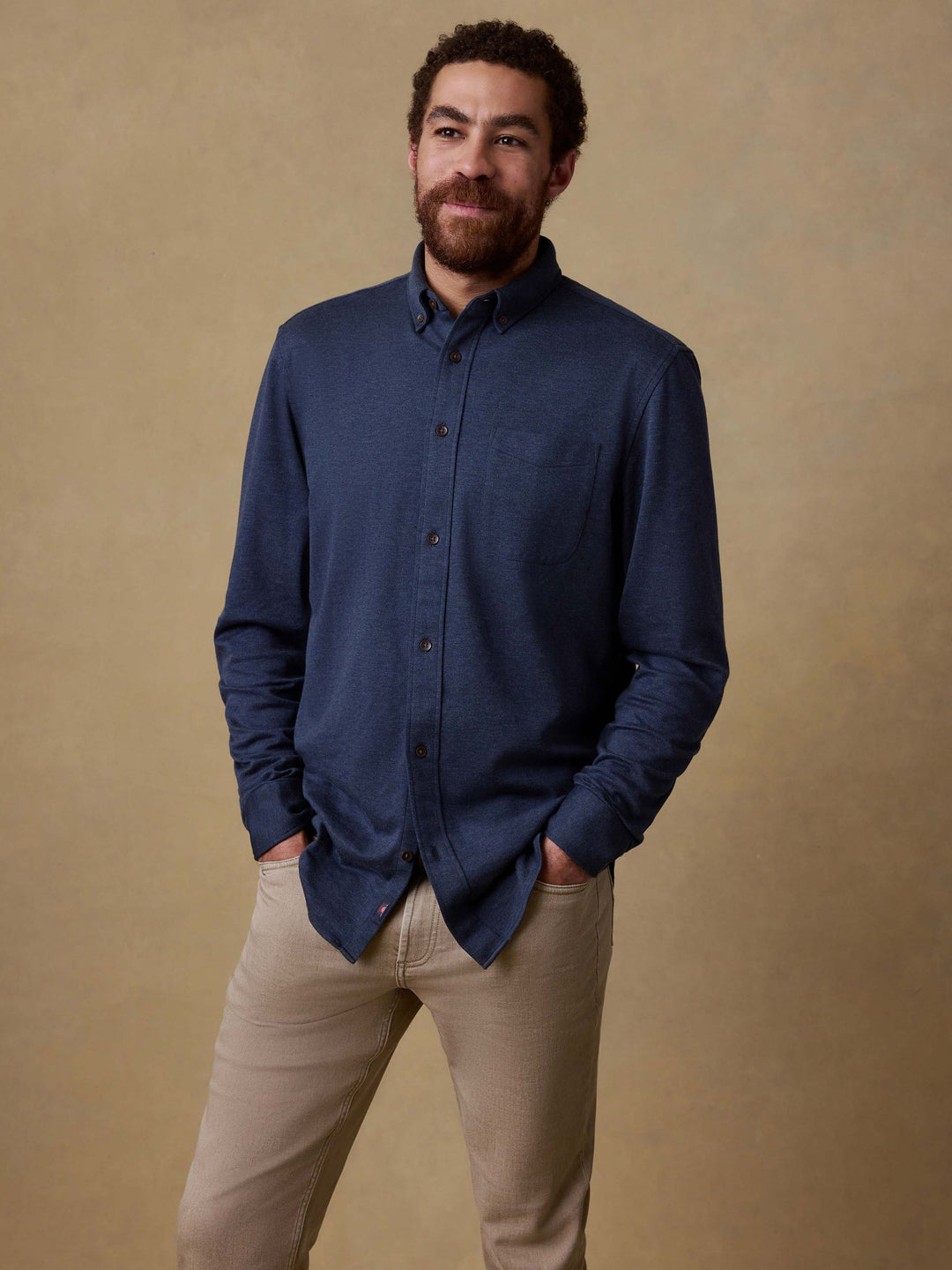 Coastline Knit Shirt - Ocean Heather