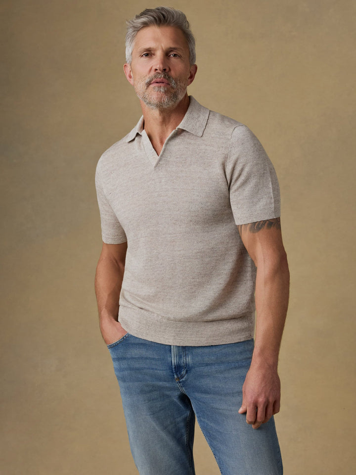 Linen Knit Sweater Polo - Tropic Sand
