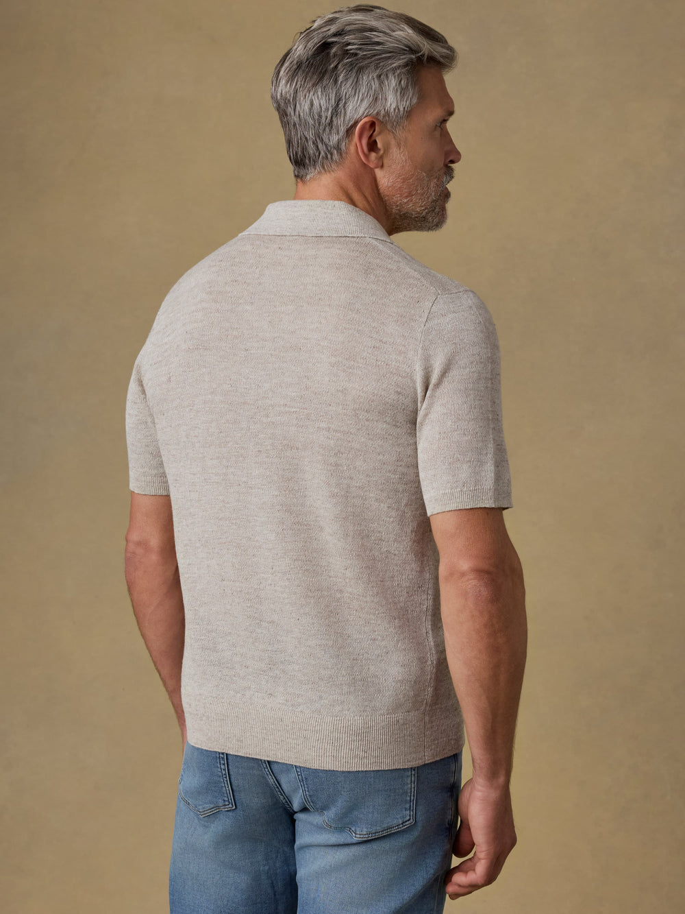 Linen Knit Sweater Polo - Tropic Sand