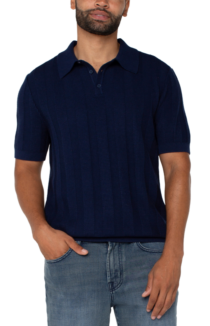 Liverpool Los Angeles Sweater Knit Polo - Navy