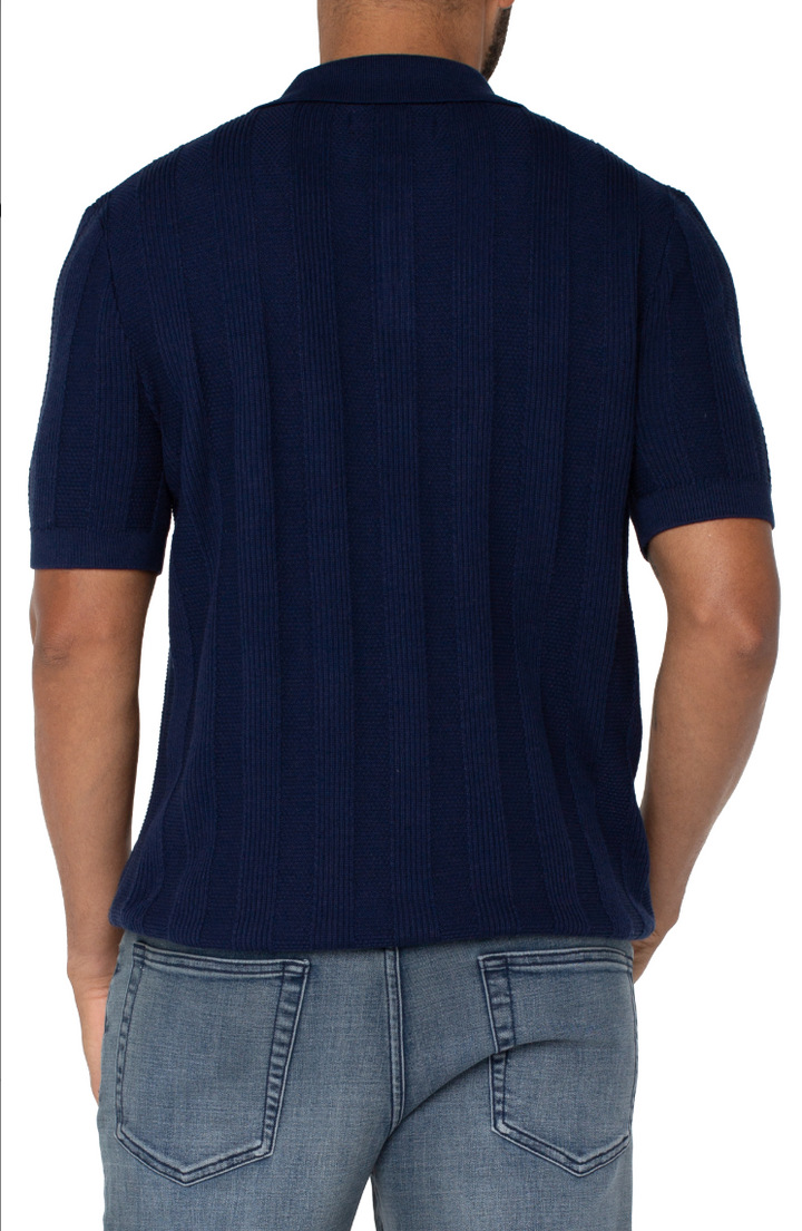 Liverpool Los Angeles Sweater Knit Polo - Navy