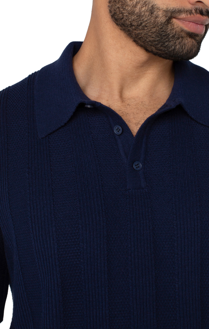 Liverpool Los Angeles Sweater Knit Polo - Navy