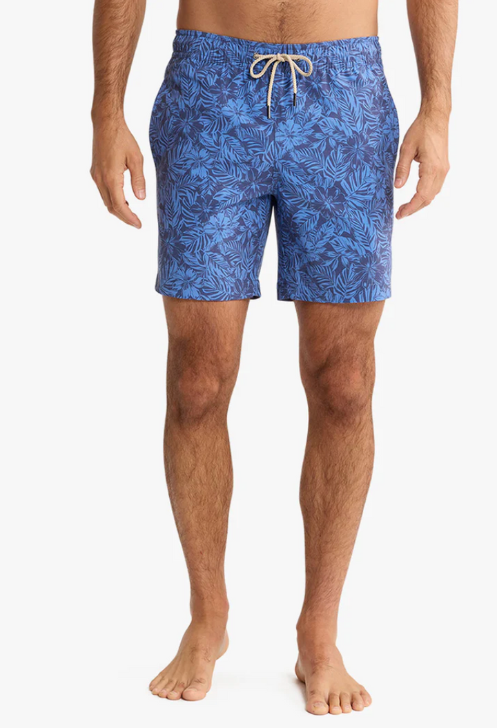 Bayberry Swim Trunk - Island Blue Leaves