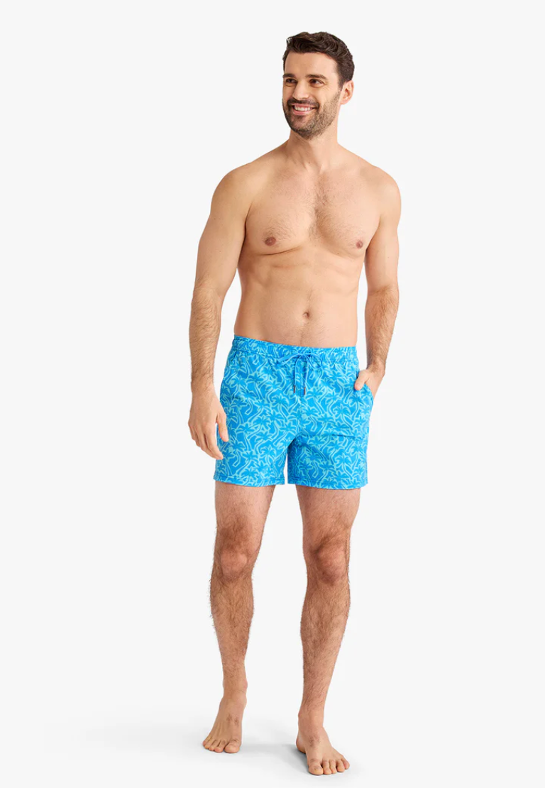 Bungalow Swim Trunk - Turquoise Palms