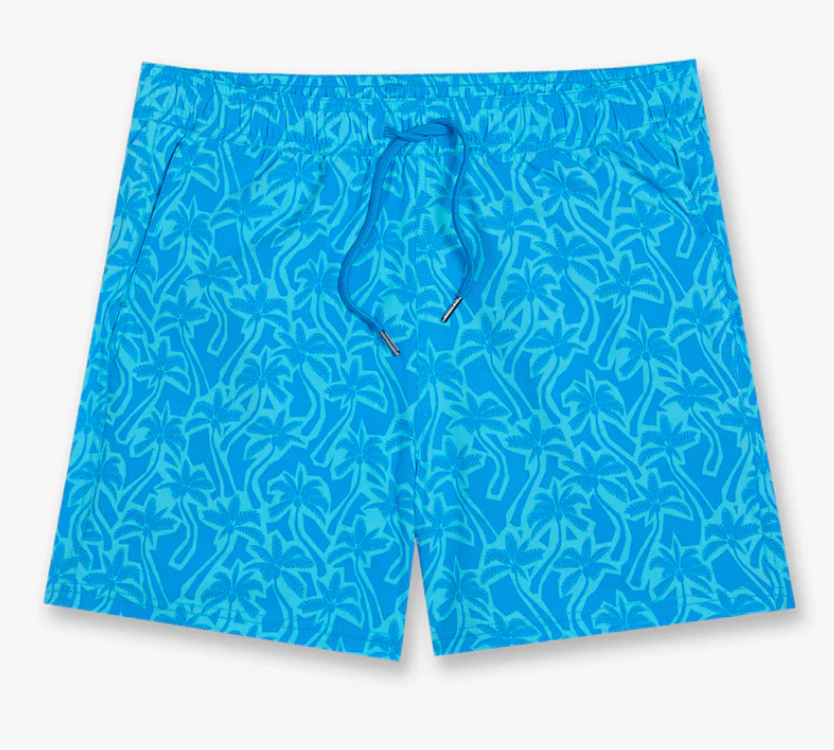 Bungalow Swim Trunk - Turquoise Palms