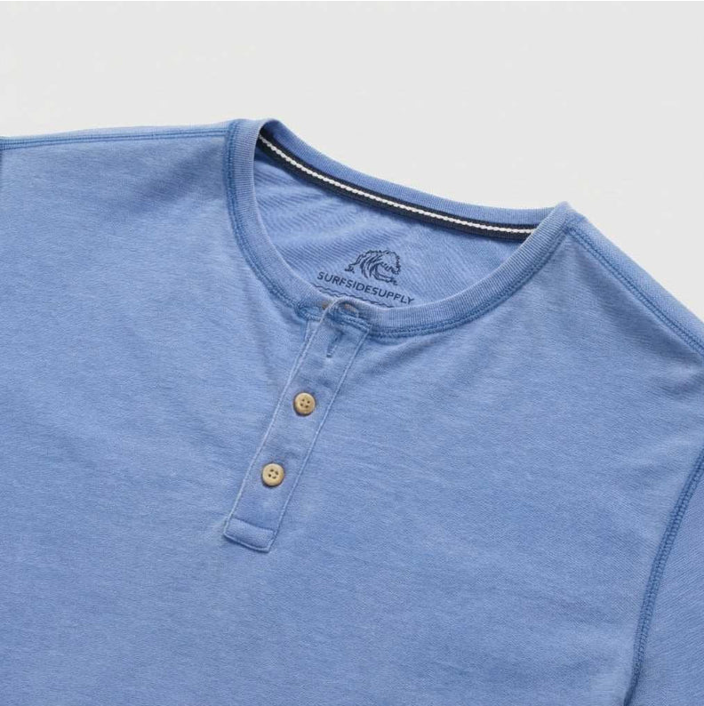 Sean Burnout Henley - Wedgewood Blue