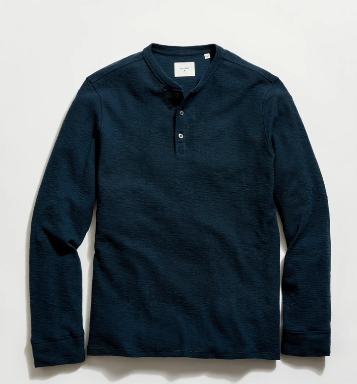 Slub Tuck Henley - Carbon Blue
