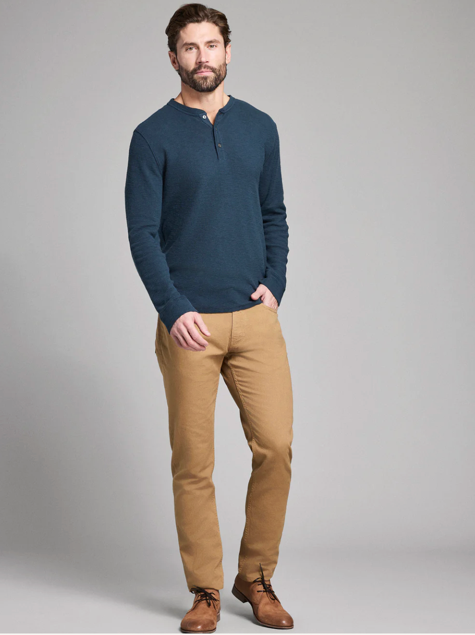 Slub Tuck Henley - Carbon Blue