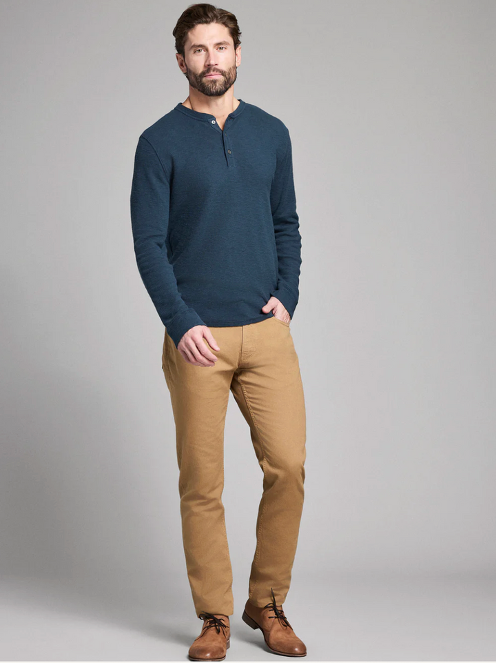 Slub Tuck Henley - Carbon Blue