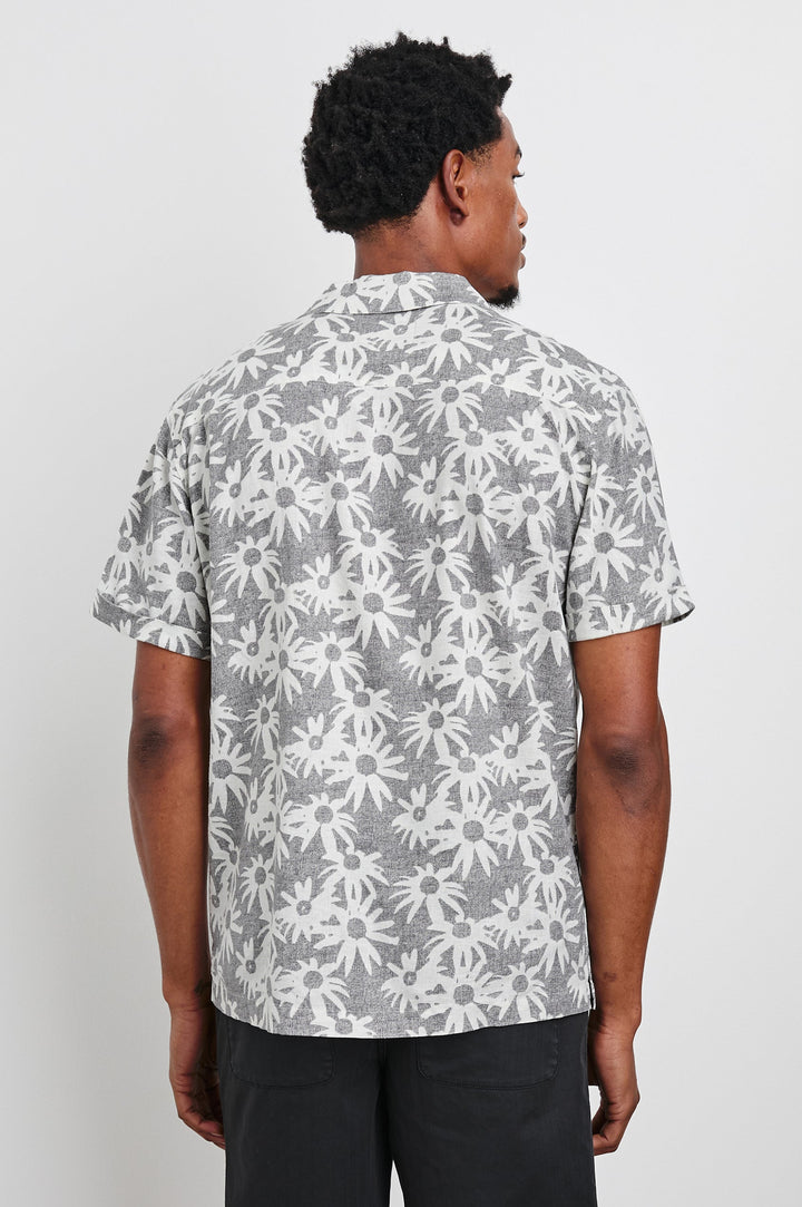 Waimea Linen-Blend SS Shirt - Charcoal/White