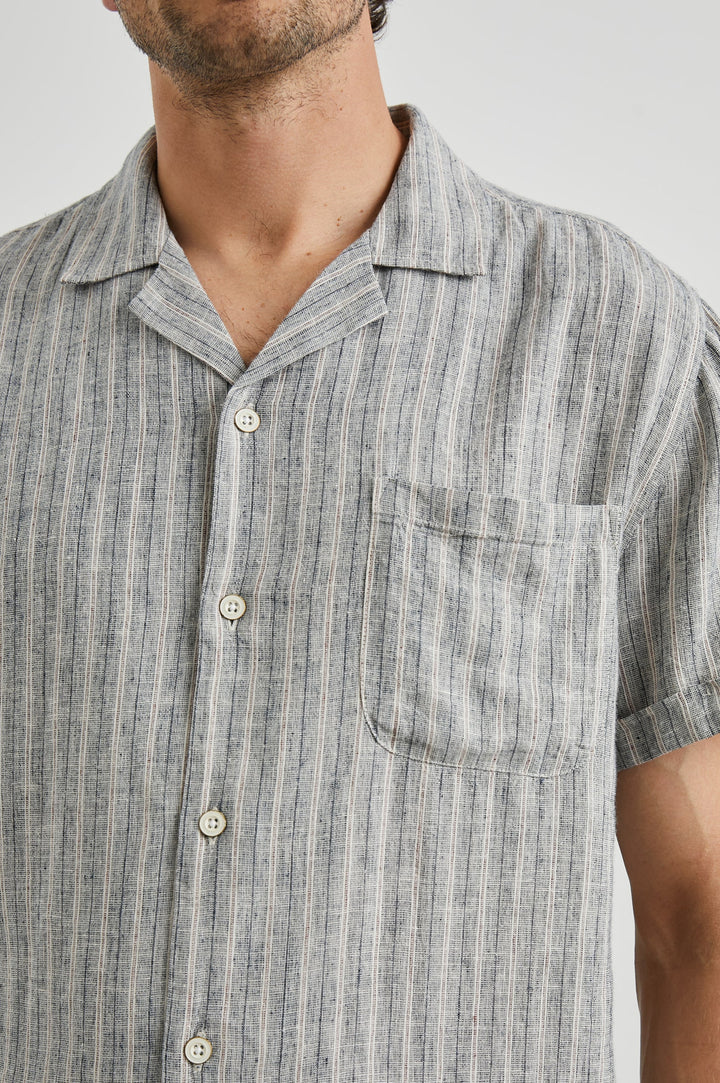Waimea SS Stripe Shirt - Quinoa/Navy