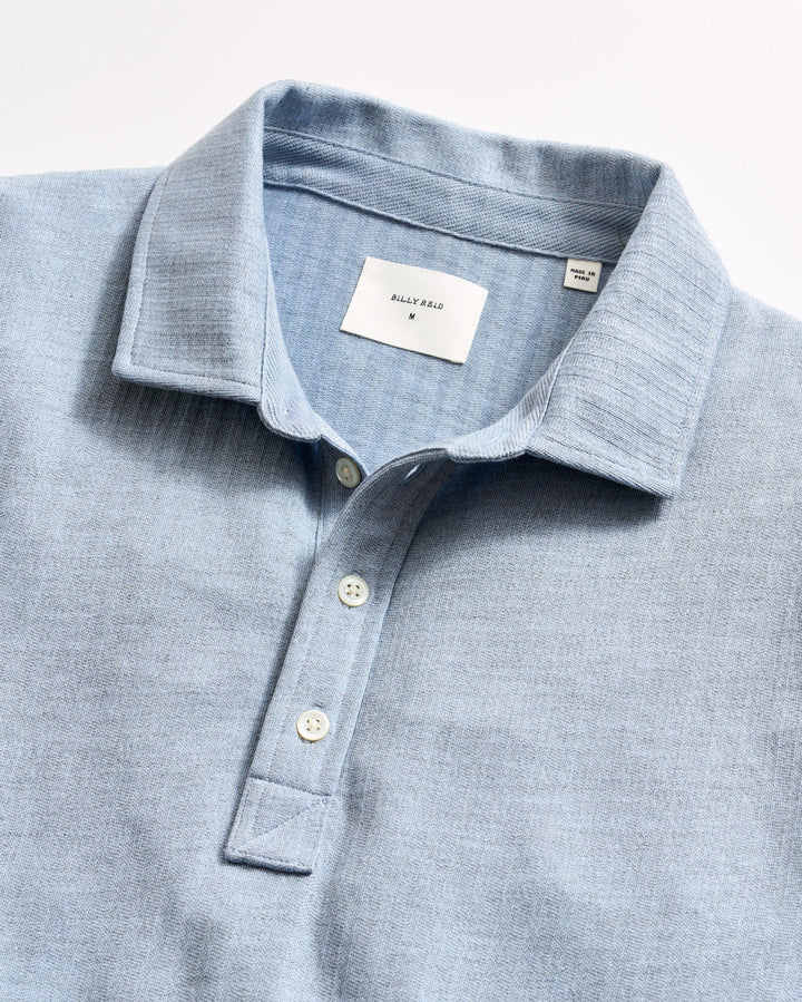 Herringbone Polo - Blue Fog
