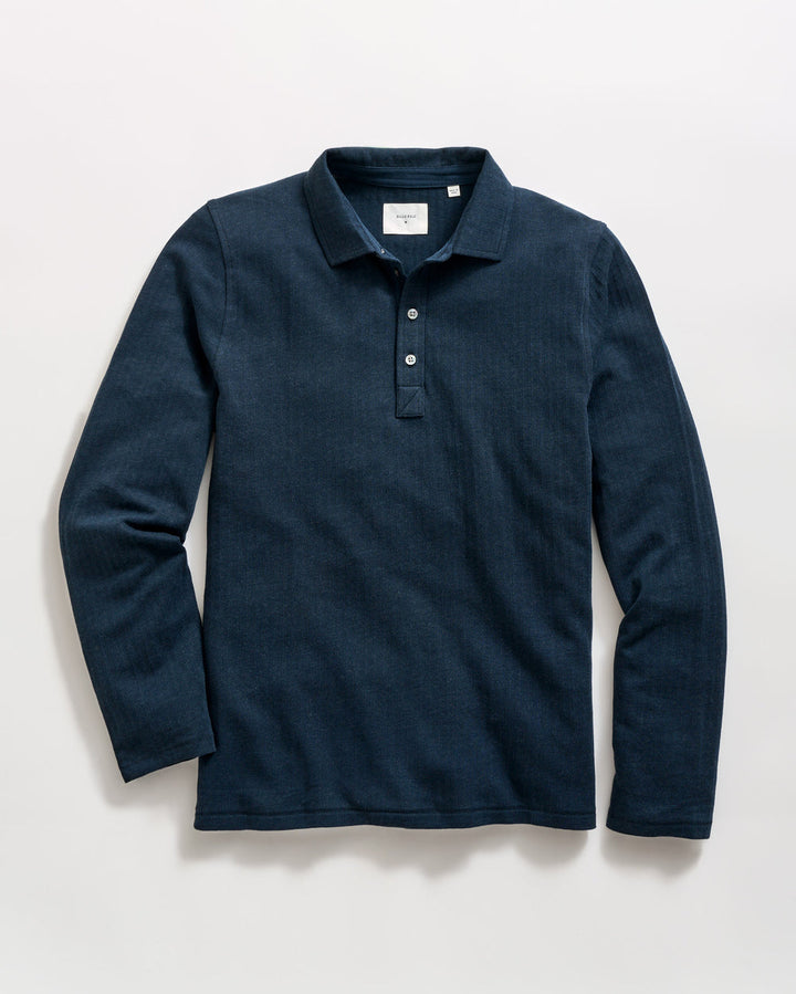 LS Herringbone Polo - Carbon Blue