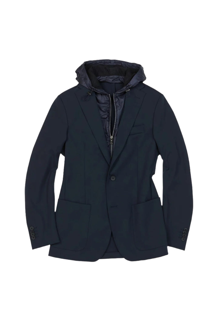 Navy Hooded Jacket With Zip-Out Bib