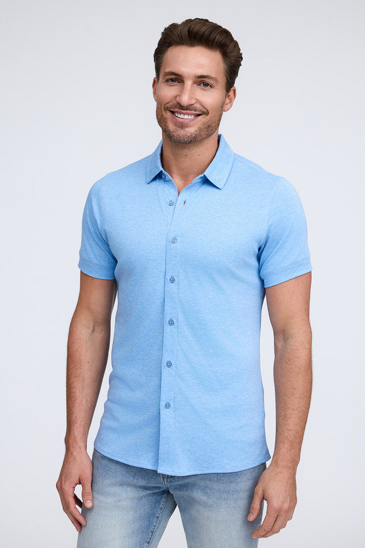 Short Sleeve Button Down - Water