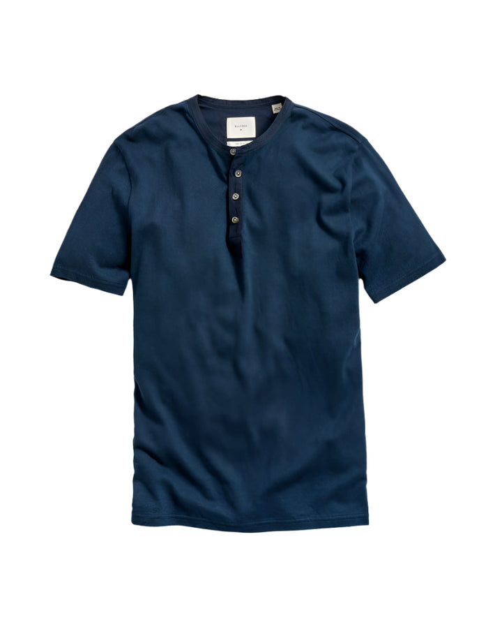 Hemp SS Cotton Henley - Carbon Blue