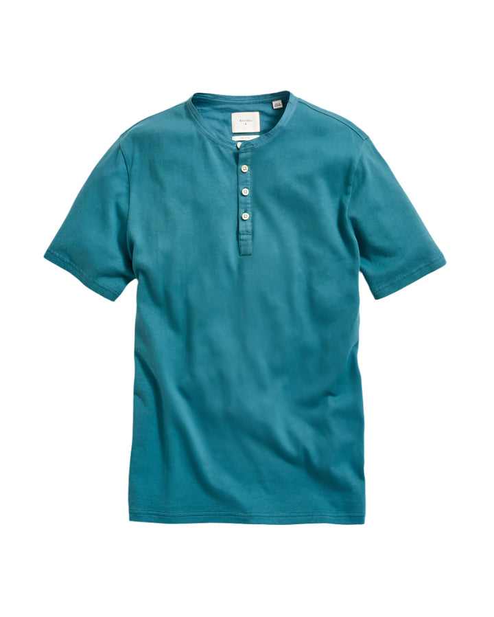 Hemp SS Cotton Henley - Washed Lake Blue