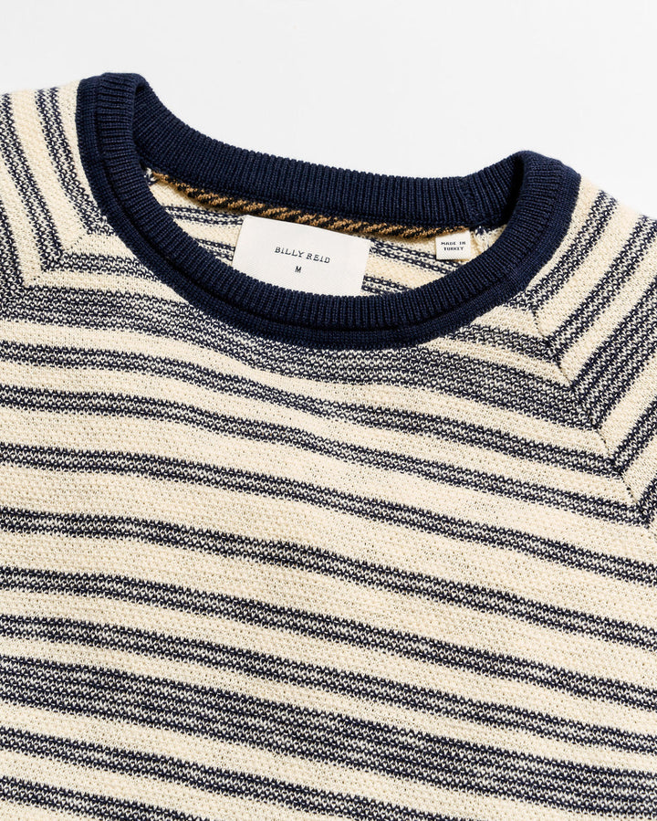Raglan Stripe Crew - White/Blue