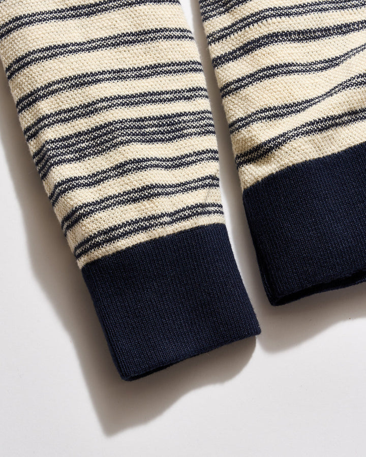 Raglan Stripe Crew - White/Blue