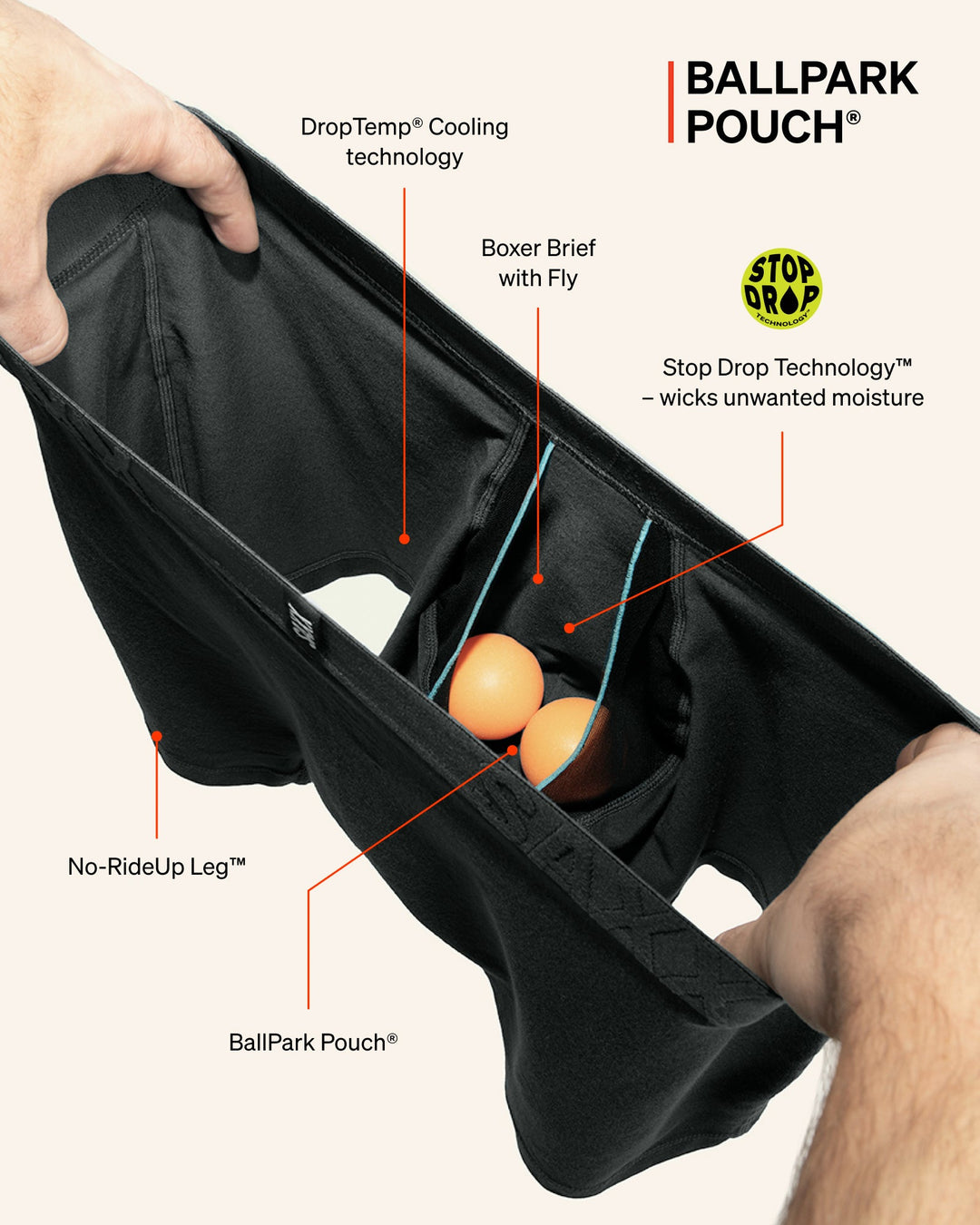 Cooling Cotton Boxer Briefs - Black