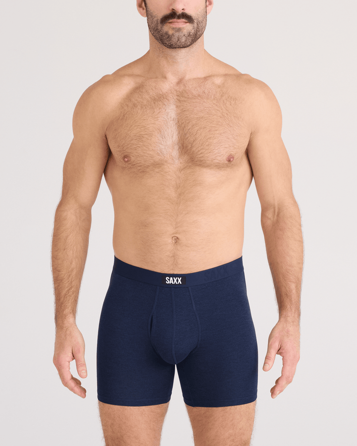 Soft Cotton Boxer Briefs - Navy Heather