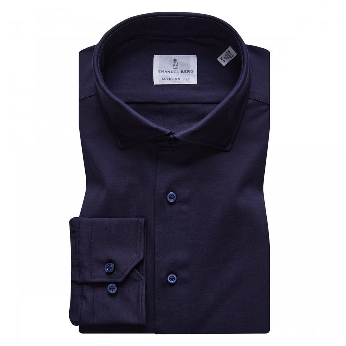 Emanuel Berg Stretch Knit Shirt - Navy