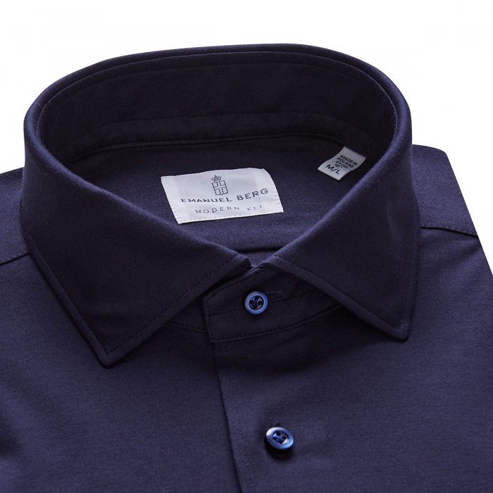 Emanuel Berg Stretch Knit Shirt - Navy
