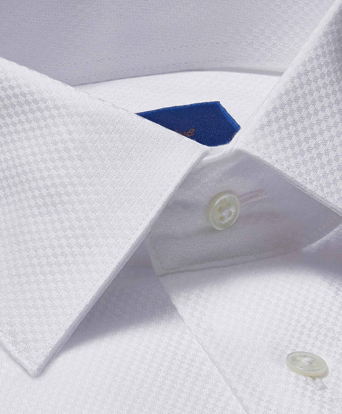 David Donahue Trim Formal Tuxedo Shirt - White