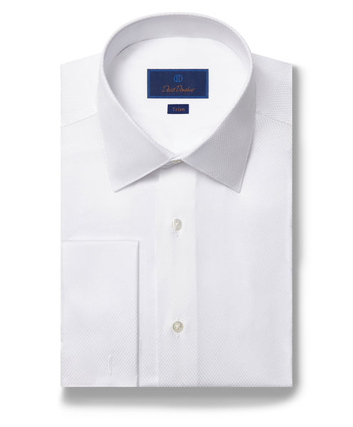 David Donahue Trim Formal Tuxedo Shirt - White